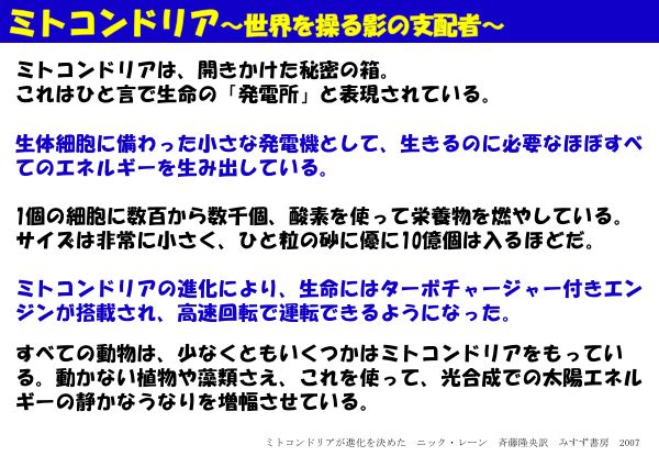 資料：ミトコンドリア（世界を操る影の支配者）